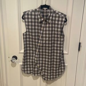 NWT Tibi Plaid Sleeveless Shoulderpad Shirt